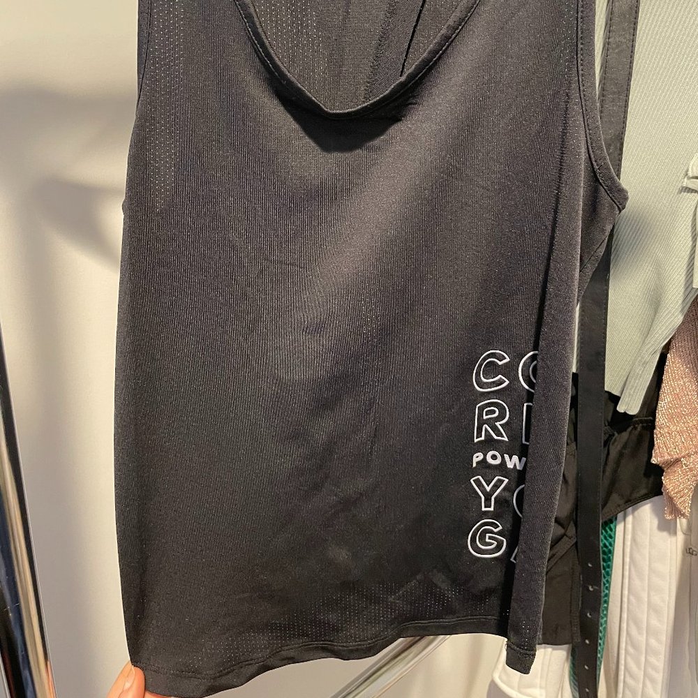 Corepower Yoga Black Mesh Open Back Tank Small